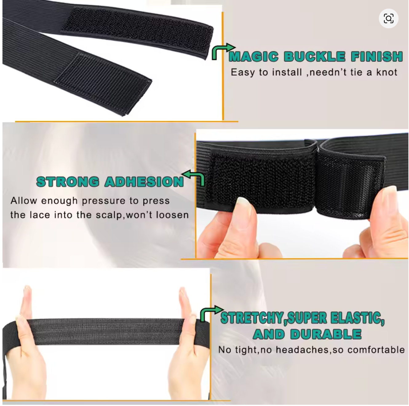Bande de fusion de dentelle, bande élastique pour fusion frontale de dentelle