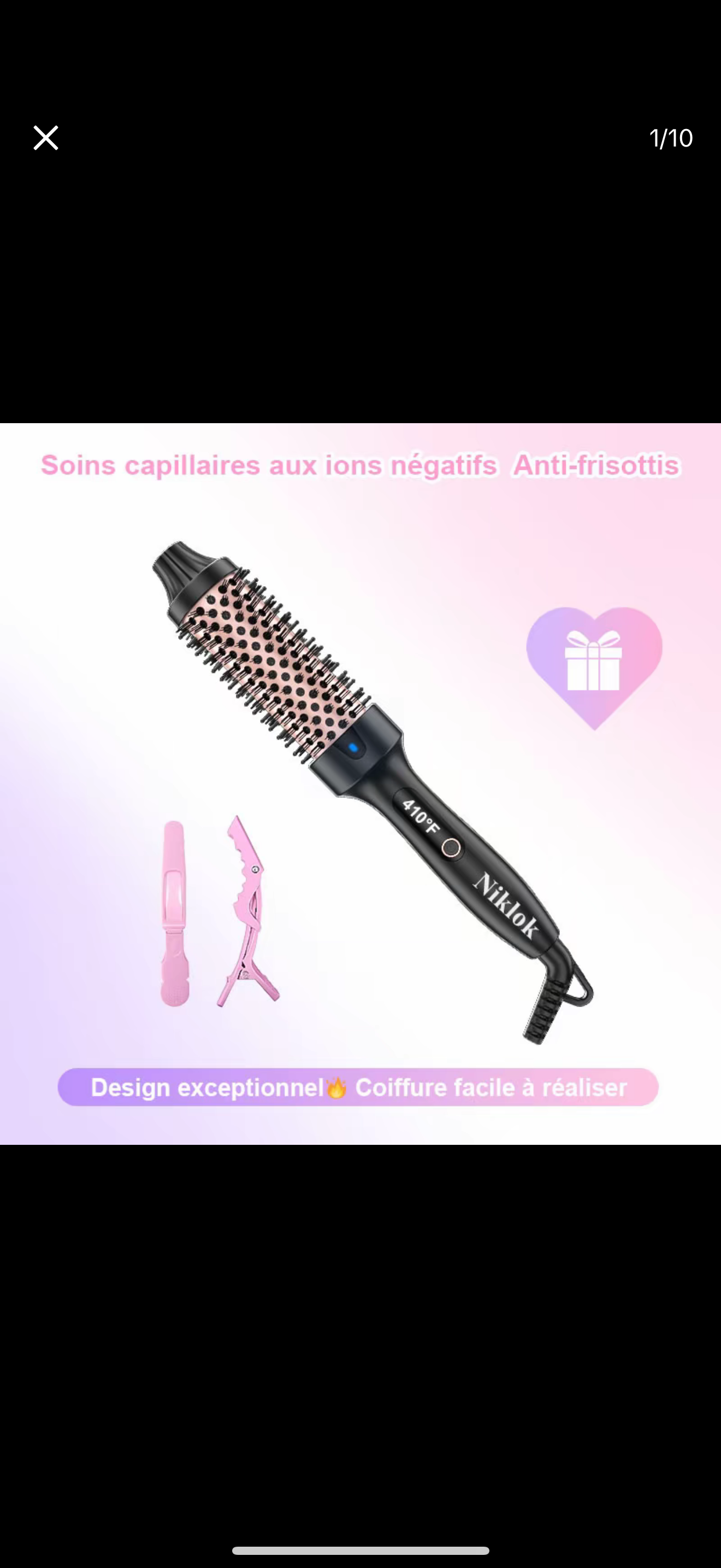 NIKLOK Brosse à friser infrarouge ionique avec écran LED