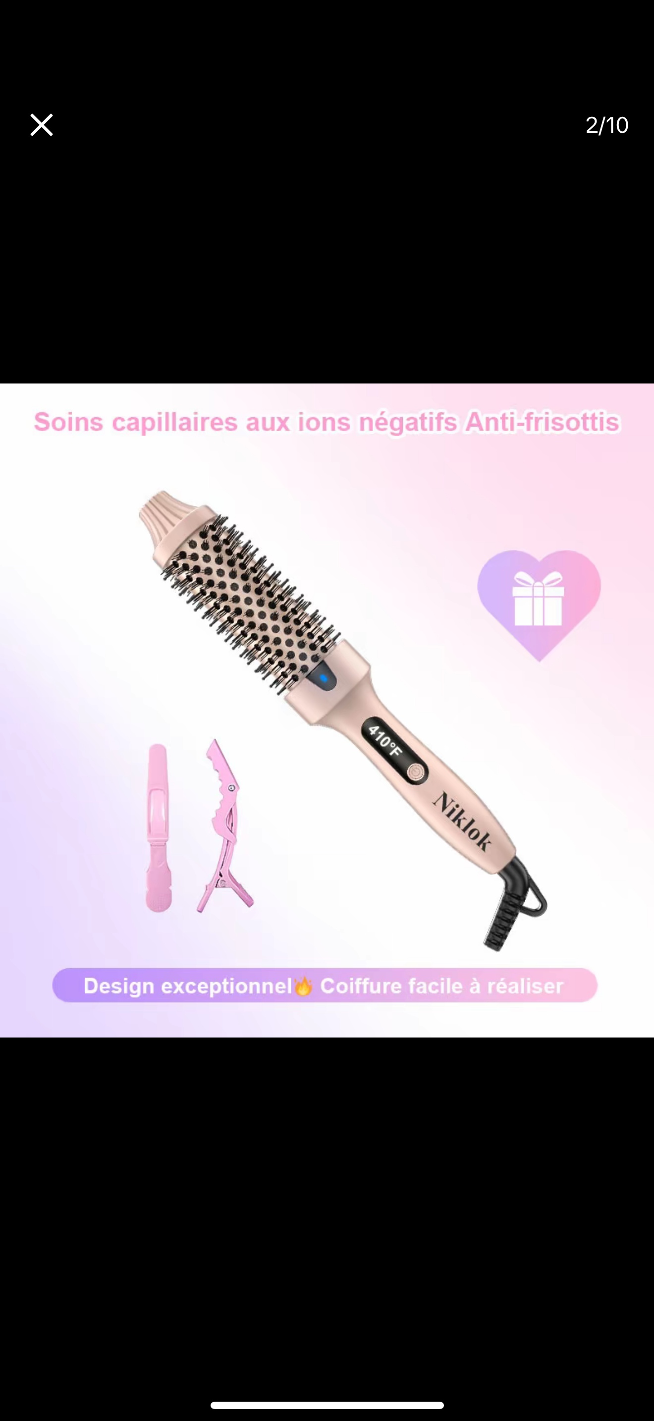 NIKLOK Brosse à friser infrarouge ionique avec écran LED
