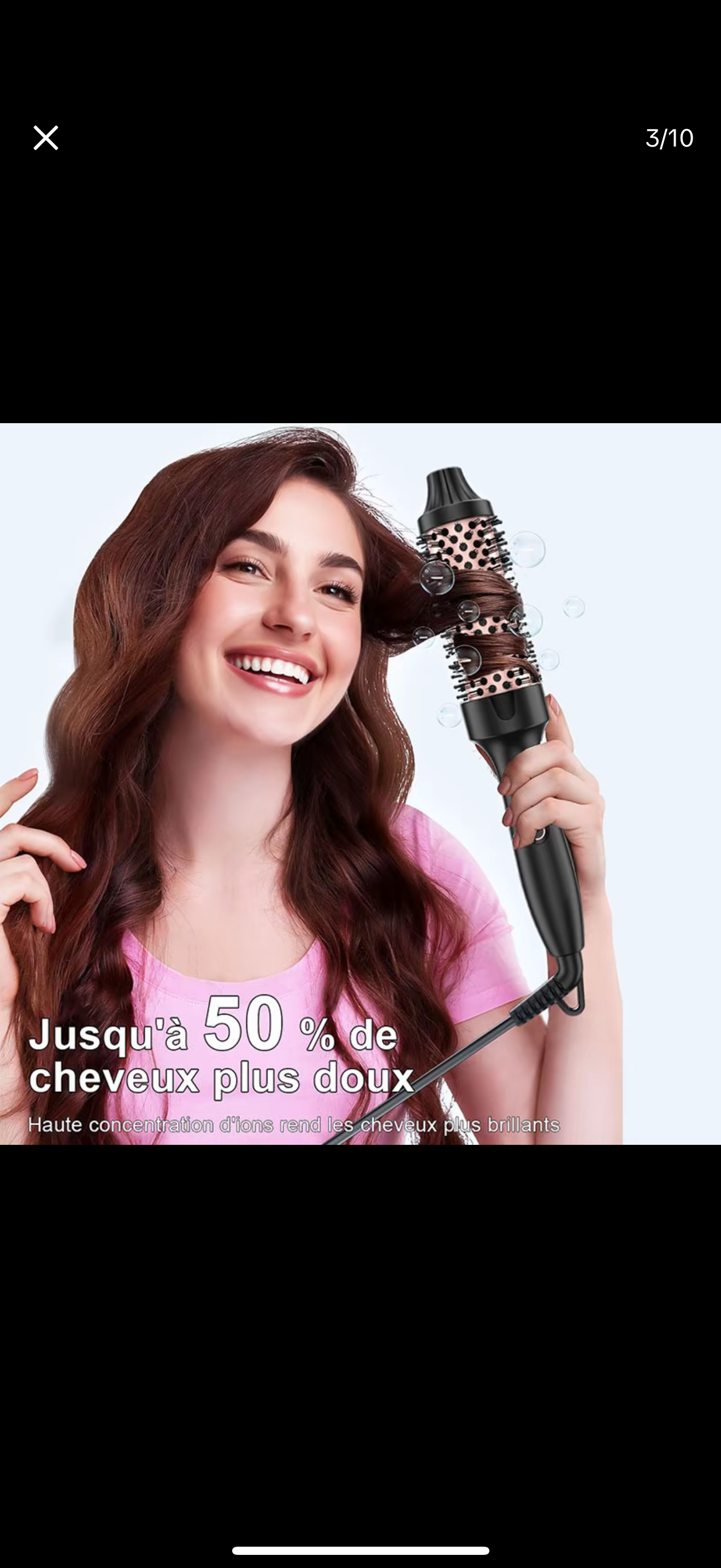 NIKLOK Brosse à friser infrarouge ionique avec écran LED