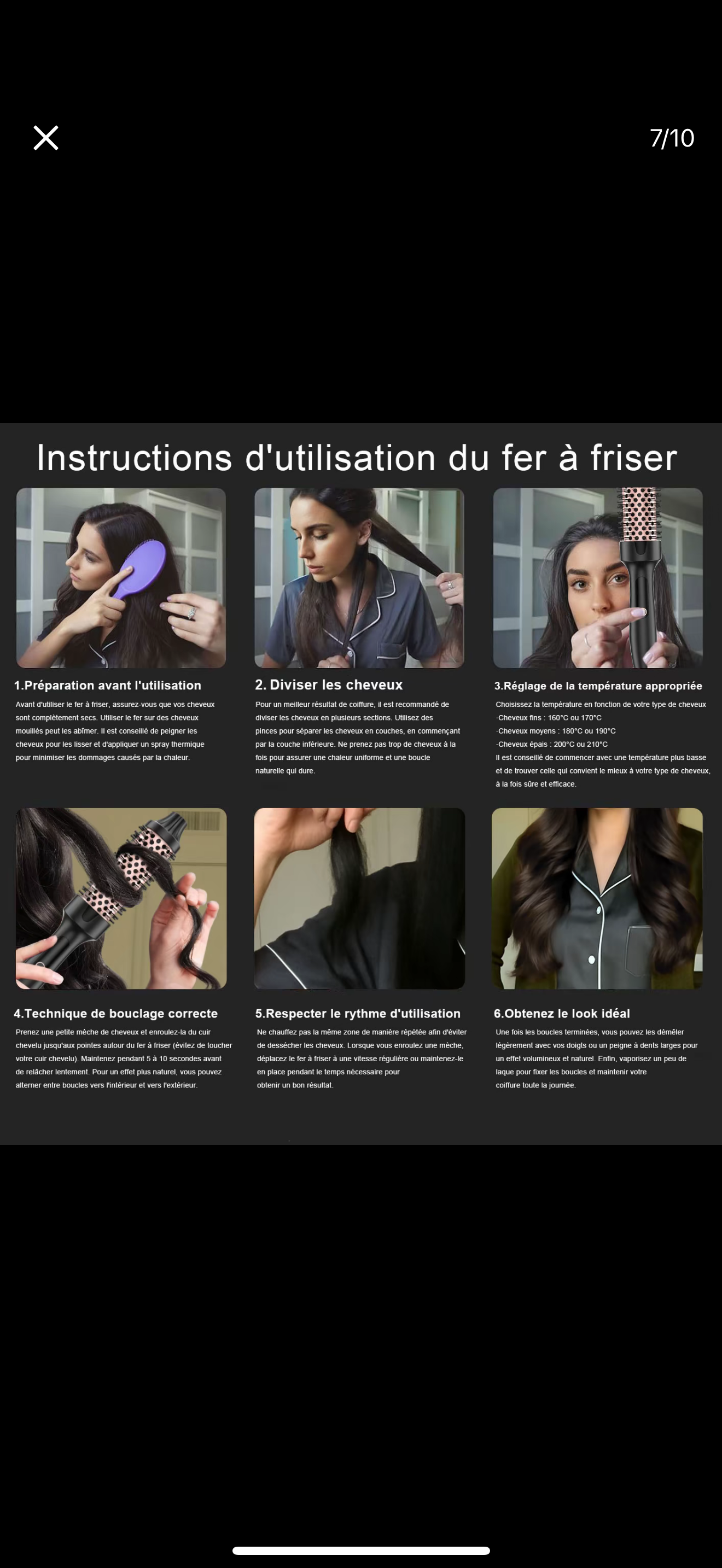 NIKLOK Brosse à friser infrarouge ionique avec écran LED