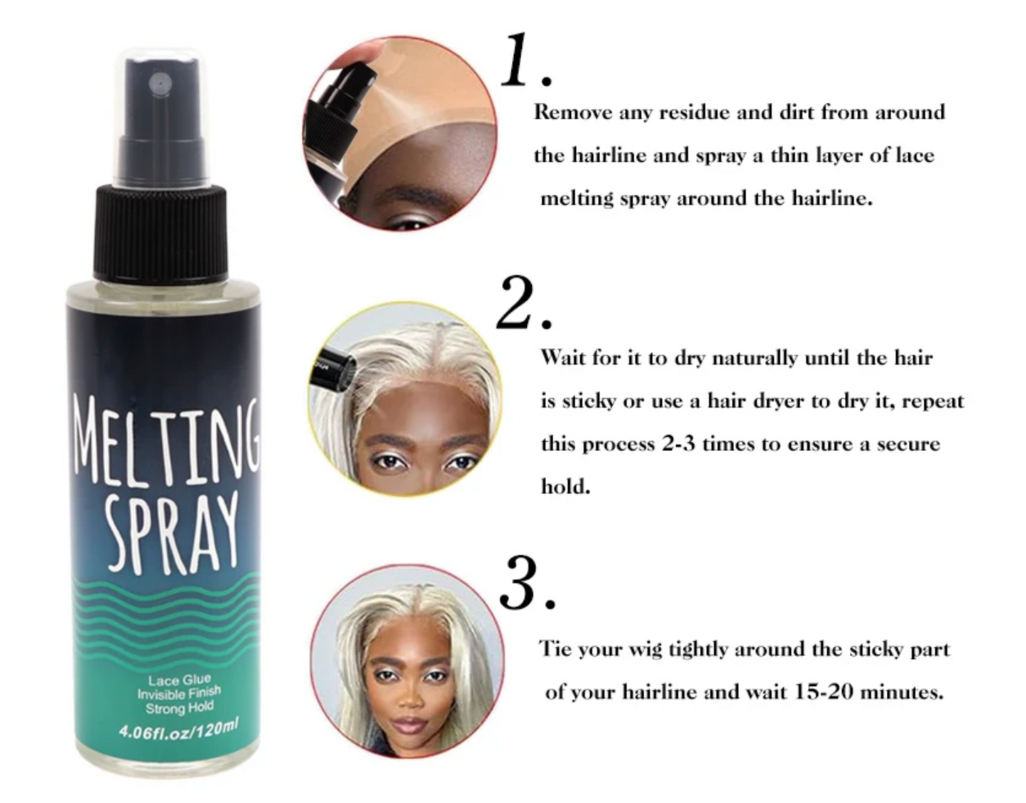 Spray de fusion de dentelle, 120Ml