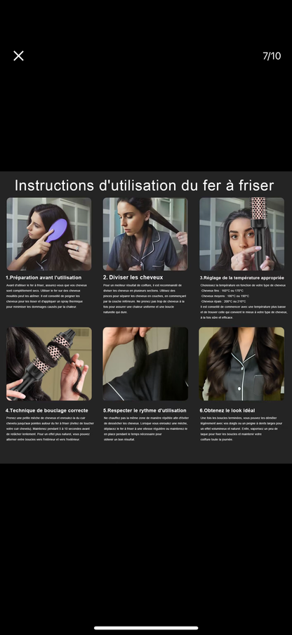 NIKLOK Brosse à friser infrarouge ionique avec écran LED